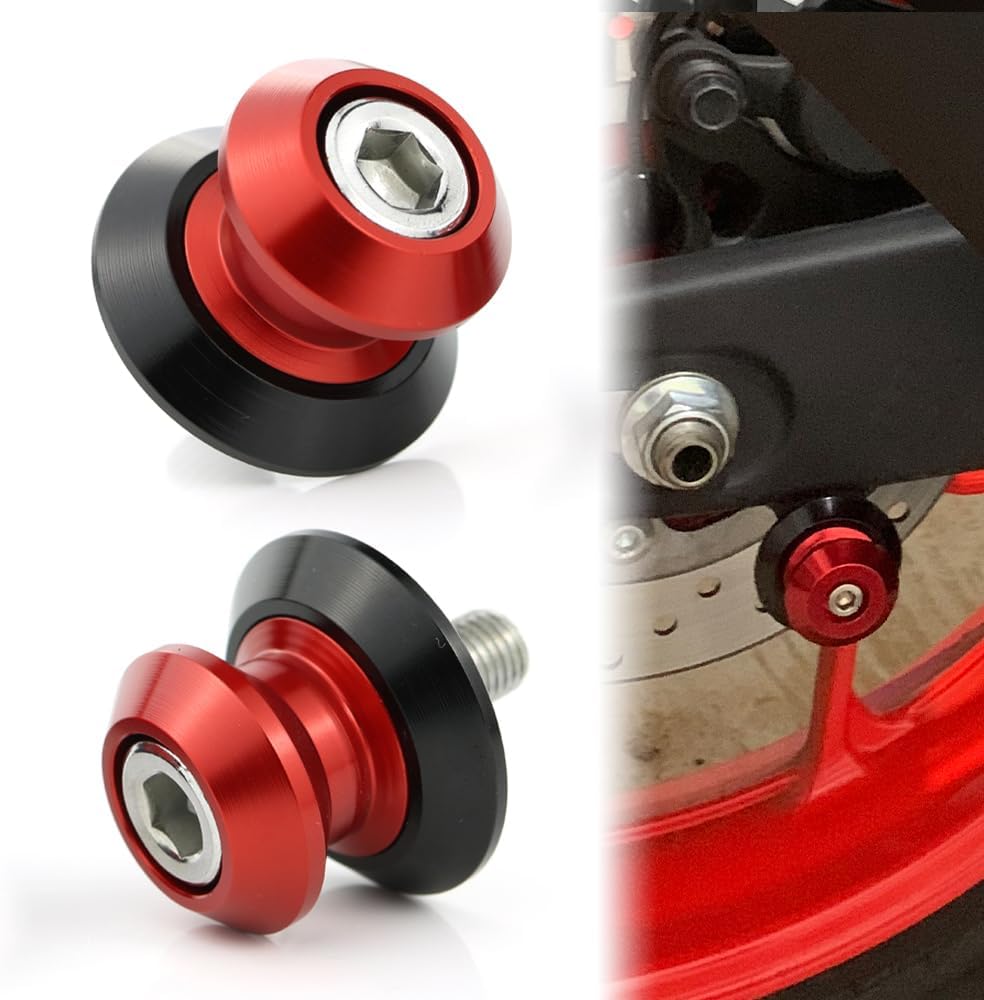 xitomer M6 Swing Arm Slider/Spool, Stand Bobbin for Monster 821/899 /959 Panigale, Street Triple 07-12, YZF R1/R6/R3/R25/R6S/FZ1/FZ6/FZ8/FZ-09/XSR900, RSV4/Shiver(Red)
