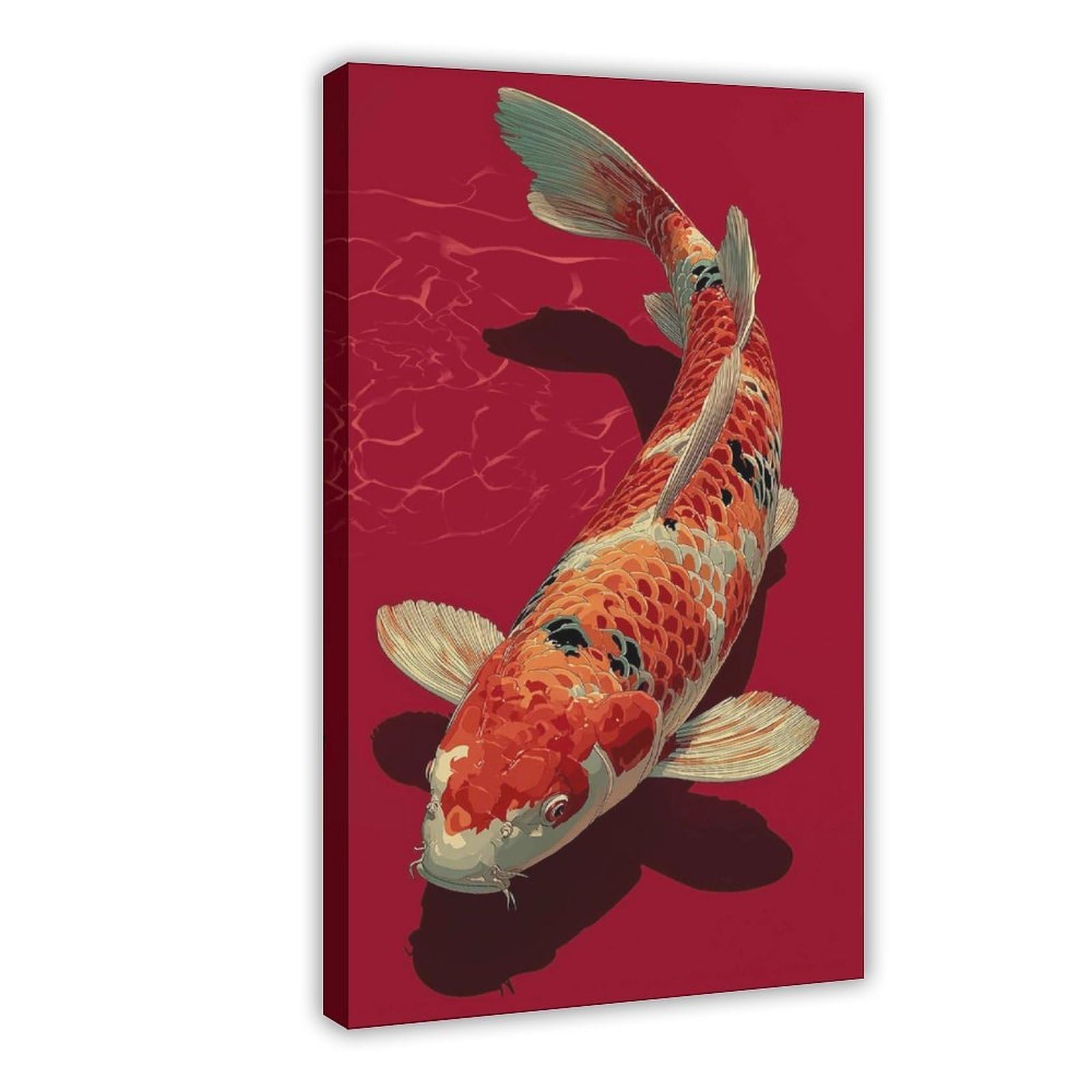 Bareronor Japanese Koi Fish Canvas Poster Bedroom Decor Landscape Office Room Decor Gift 12" L X 18" W