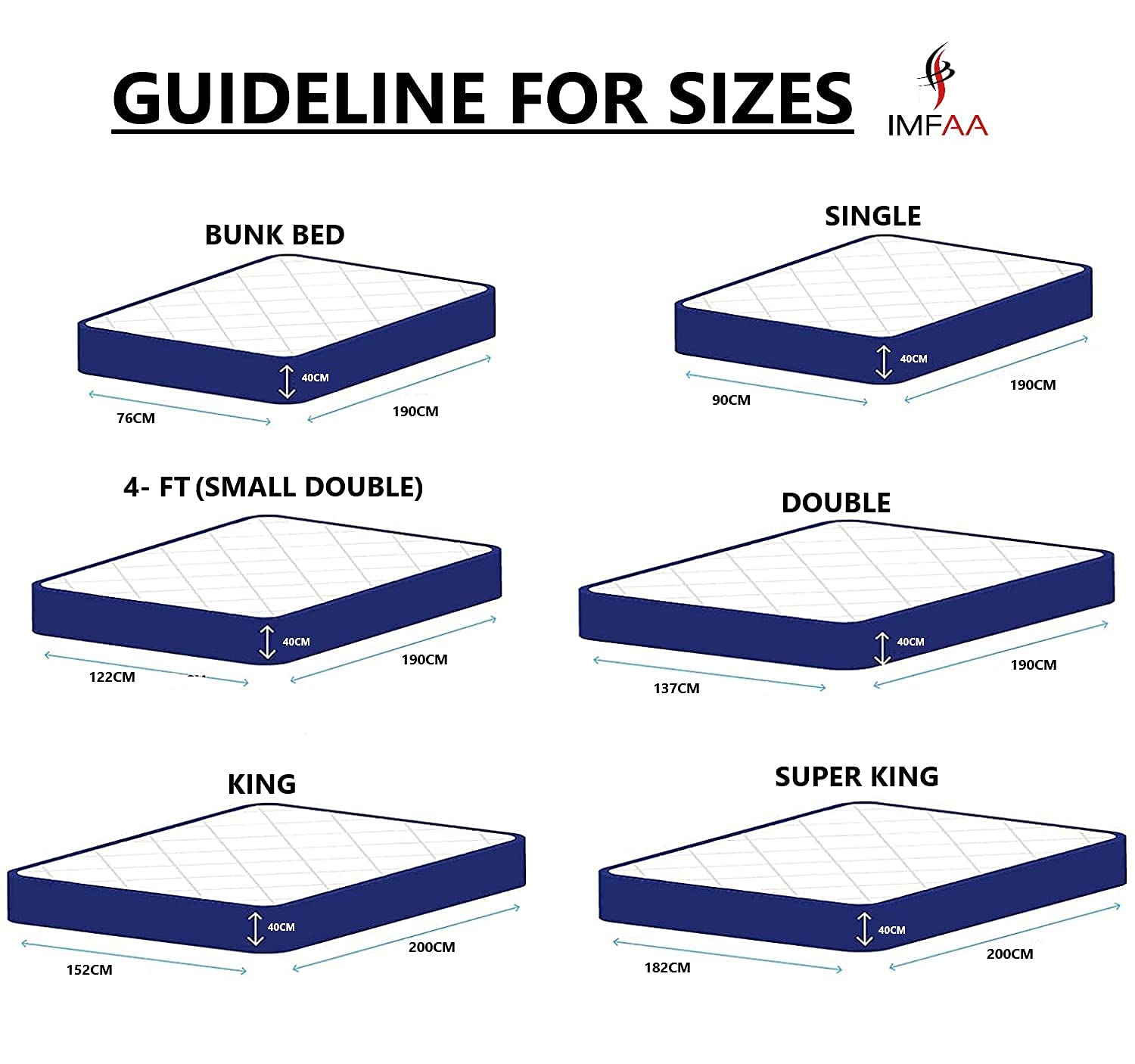 IMFAA Quilted Bunk Mattress Protector Extra Deep 40 Cm Stretch Skirt