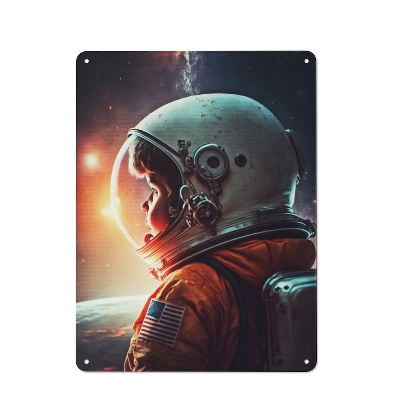 Junmoney Astro Child Photography Vintage Metal Plaque 40X30cm Featuring For Garage Wall, For People Furnishing A Garage
