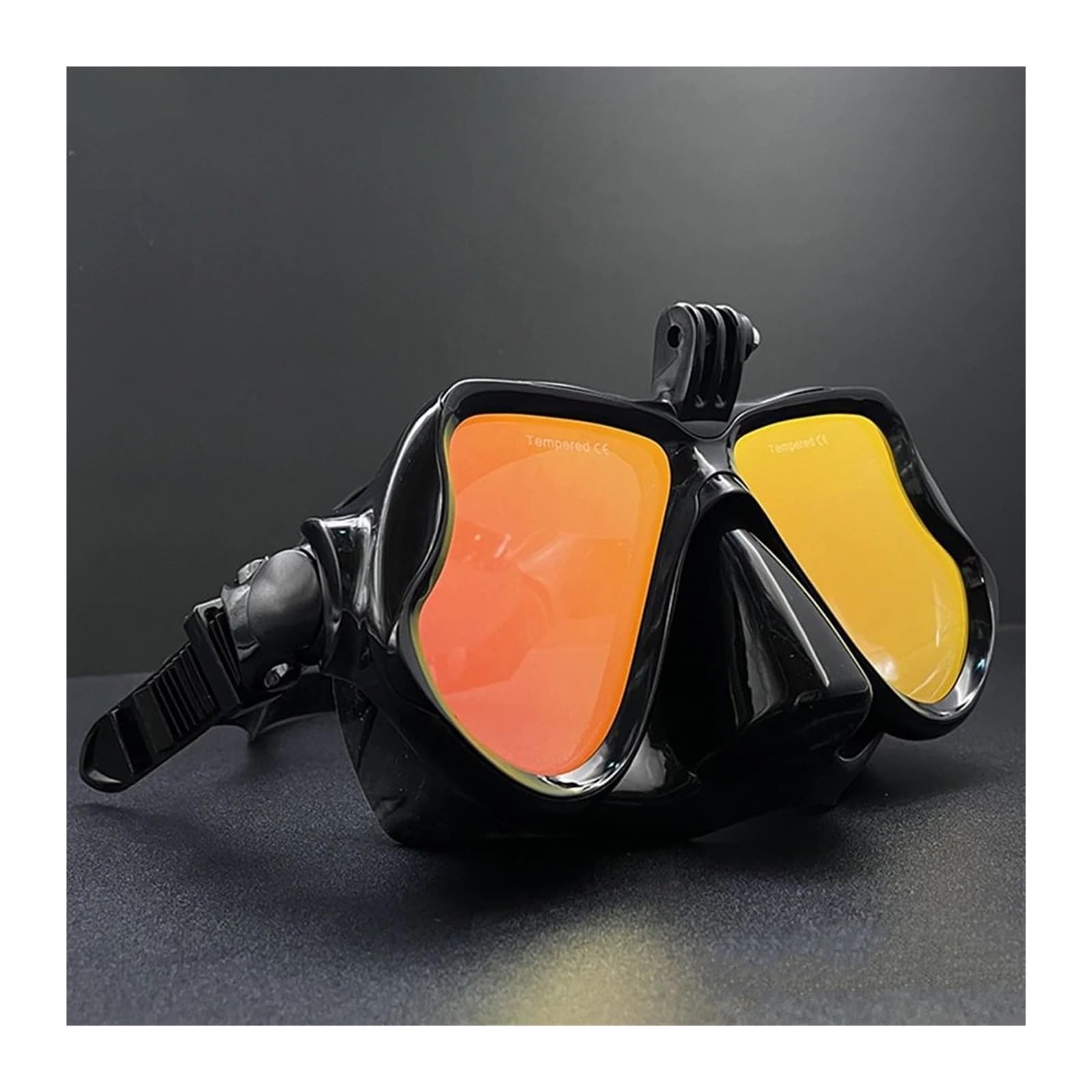 Kit de de Buceo Cómoda máscara de natación de Silicona con Espejo y Soporte para cámara para Gafas de Buceo GoPro para Adultos Buceo(Red 1)