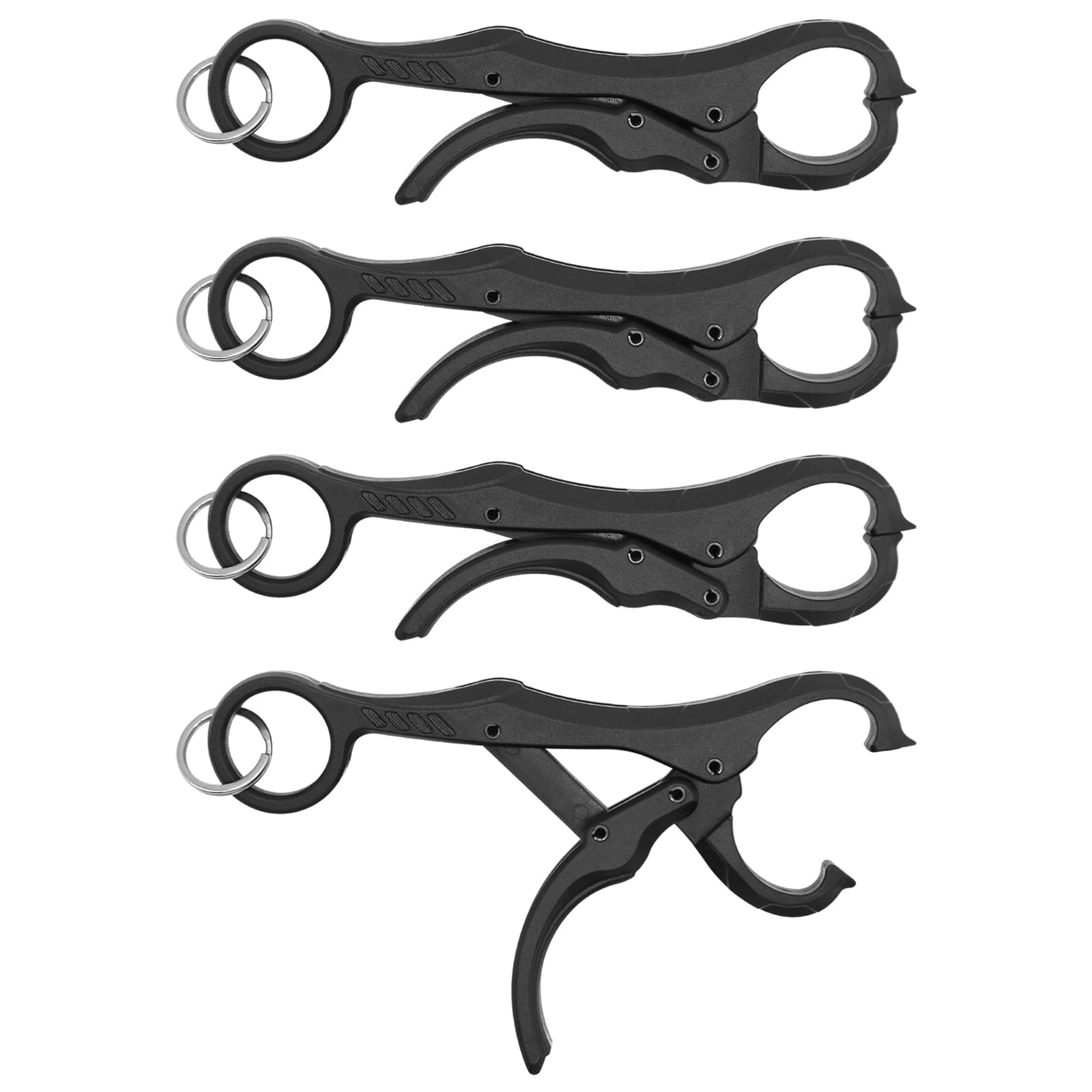 4Pcs Fish Gripper Fishing Lip Grabber Tool, Non-Puncture Replacement Clamp for Fishing Cull Tag - Tournament Bass Culling System Accessories, 4.7", Black