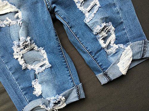 olrain Womens High Waist Ripped Hole Washed Distressed Short Jeans - Image 7