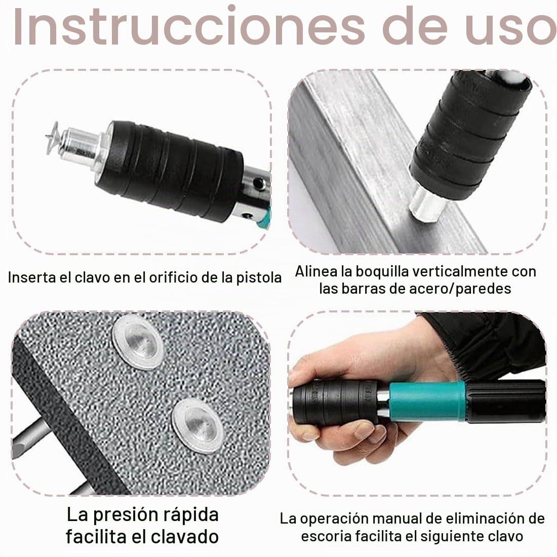 100 unidades clavos de acero para pistola de clavos, clavos para hormigón y techos, ideales para fijaciones y reparaciones, clavos para pistola de clavos (26 mm)
