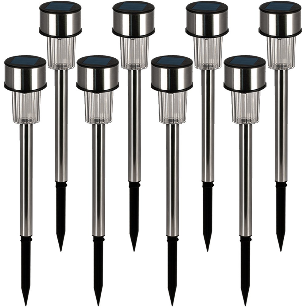 Monzana® Light Pathway 8Pcs Stainless Steel 36,5Cm