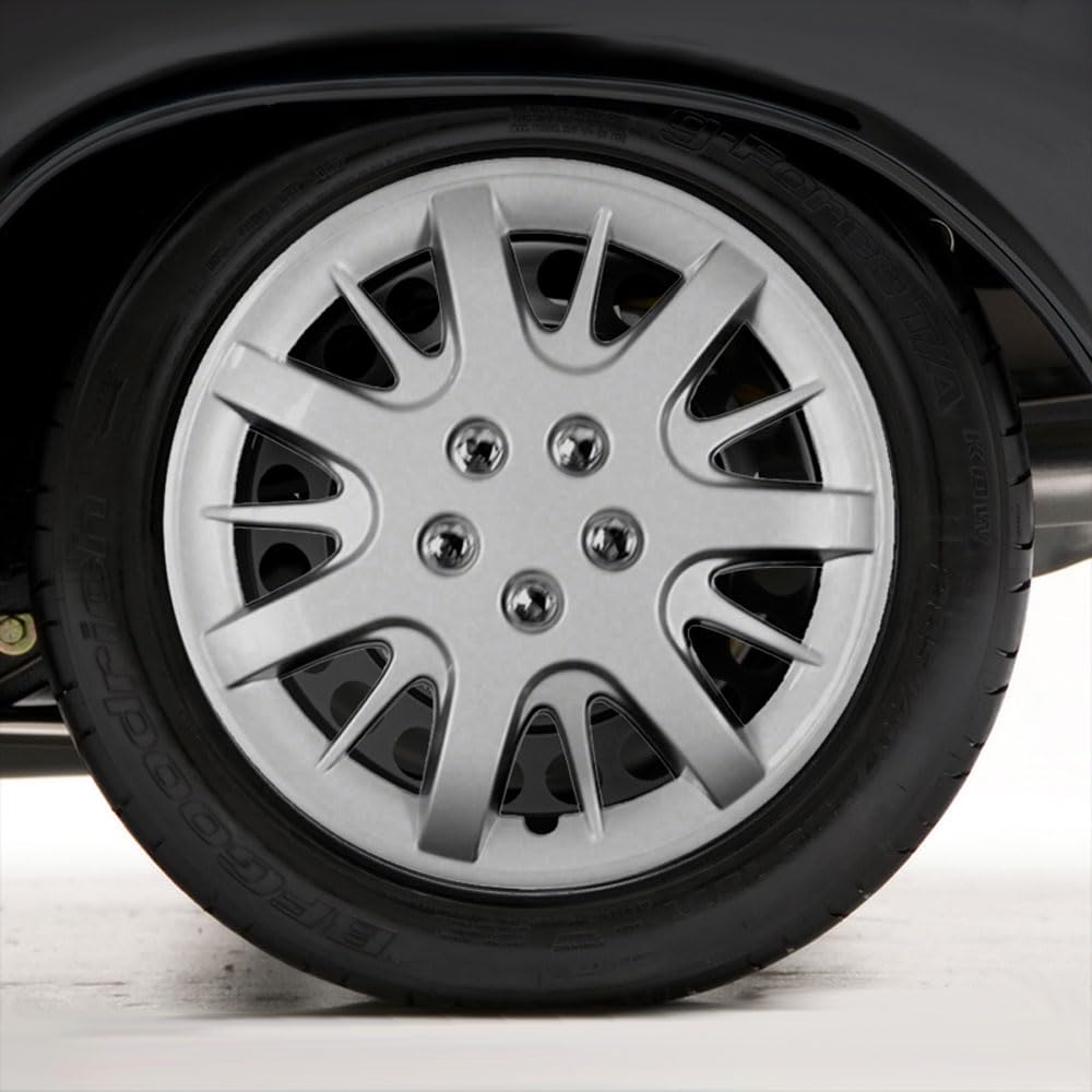 Upgrade Your Auto Set of Four 16' Silver Hubcap Wheel Covers for Chevy Impala 2000-2011 (Push-on)