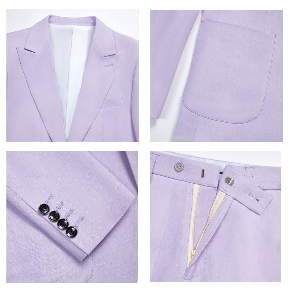 2 pezzi vestito da uomo in lino per estate spiaggia matrimonio slim fit Groosmen Prom Smoking Business Suit