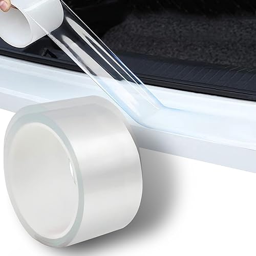Pack-1 Protector de umbral de automóvil, tira transparente anticolisión, calcomanía impermeable para parachoques, tira antiarañazos para maletero,