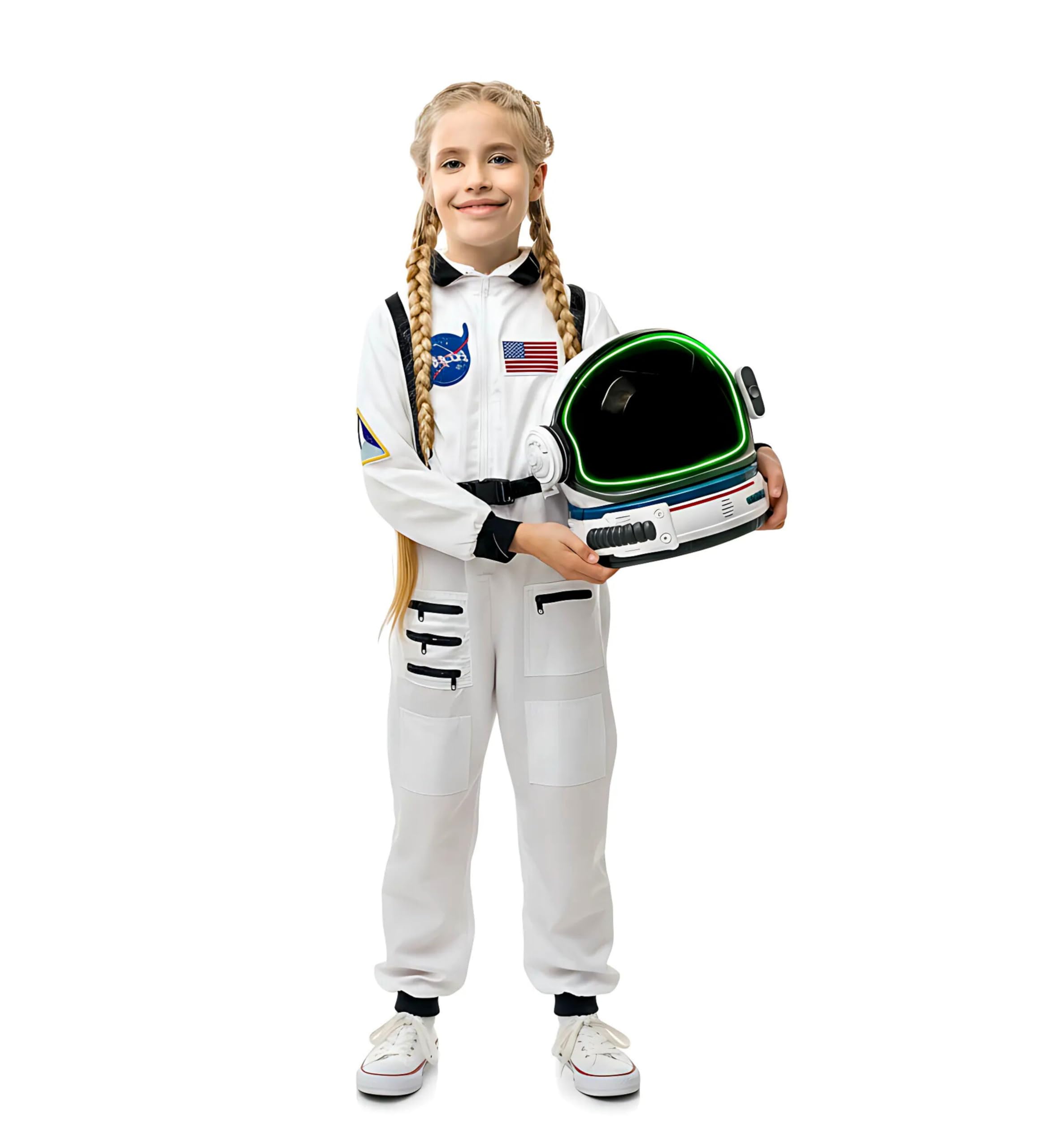 Astronaut Costume for Kids with Helmet, Halloween Costumes for kids Nasa Astronaut Helmet Suit with Movable Visor