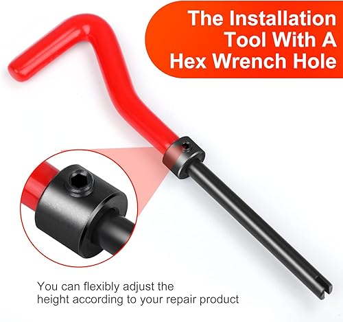 Vista 25 de 15 PCS Kit de inserción de reparación de rosca métrica M10* 0.039 in Juego de herramientas de roscas para reparación de agujeros de tornillo