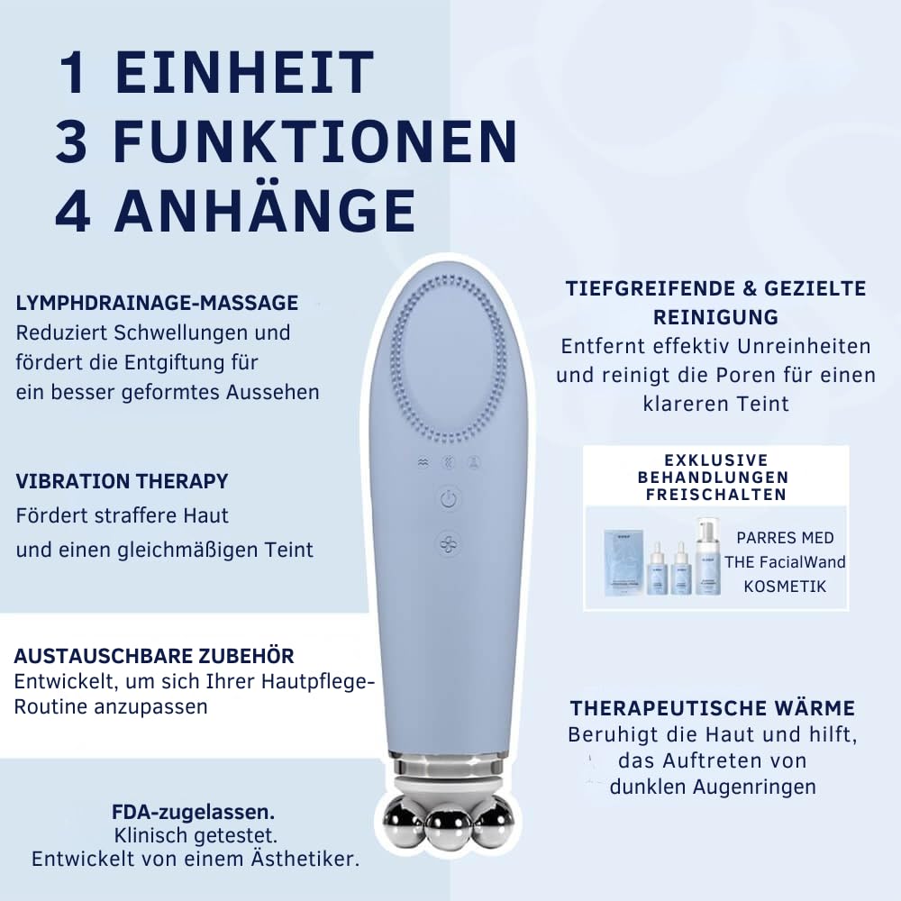 luxxiv FacialWand | Schaffen Sie eine festere, glattere und strahlendere Haut Elektrische Gesichtsreinigungsbürste – Multifunktionaler Peeling-Massagegerät für alle Hauttypen