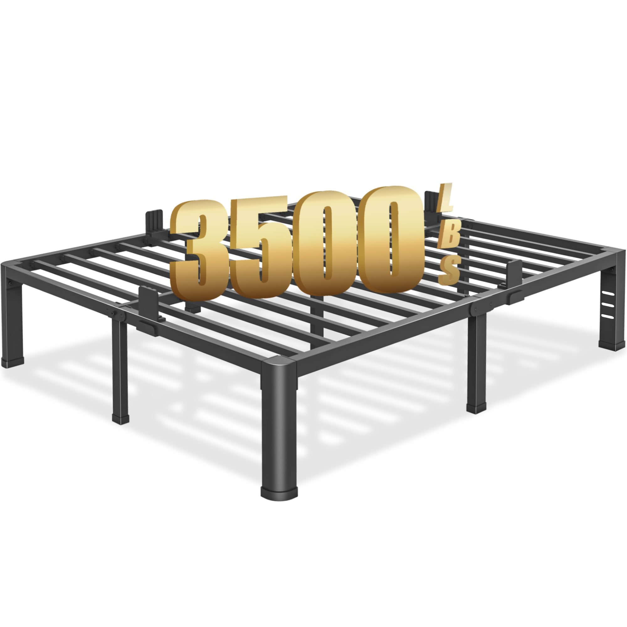 Photo 1 of 14 inch California King Bed Frame with Round Corner Legs and Headboard Hole Mattress Slide Stopper 3500 lbs Heavy Duty Metal Platform,Steel Slat Support,No Box Spring Needed,Easy Assembly,Noise Free