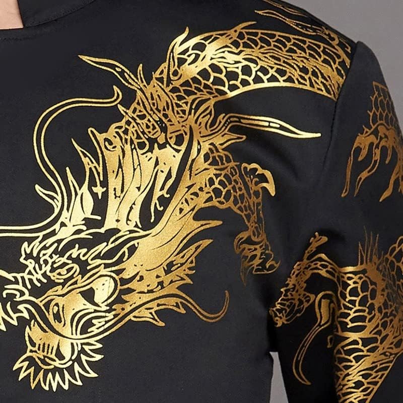 Dragon Print Stand Collar Long Sleeve Chef Coat Work Top