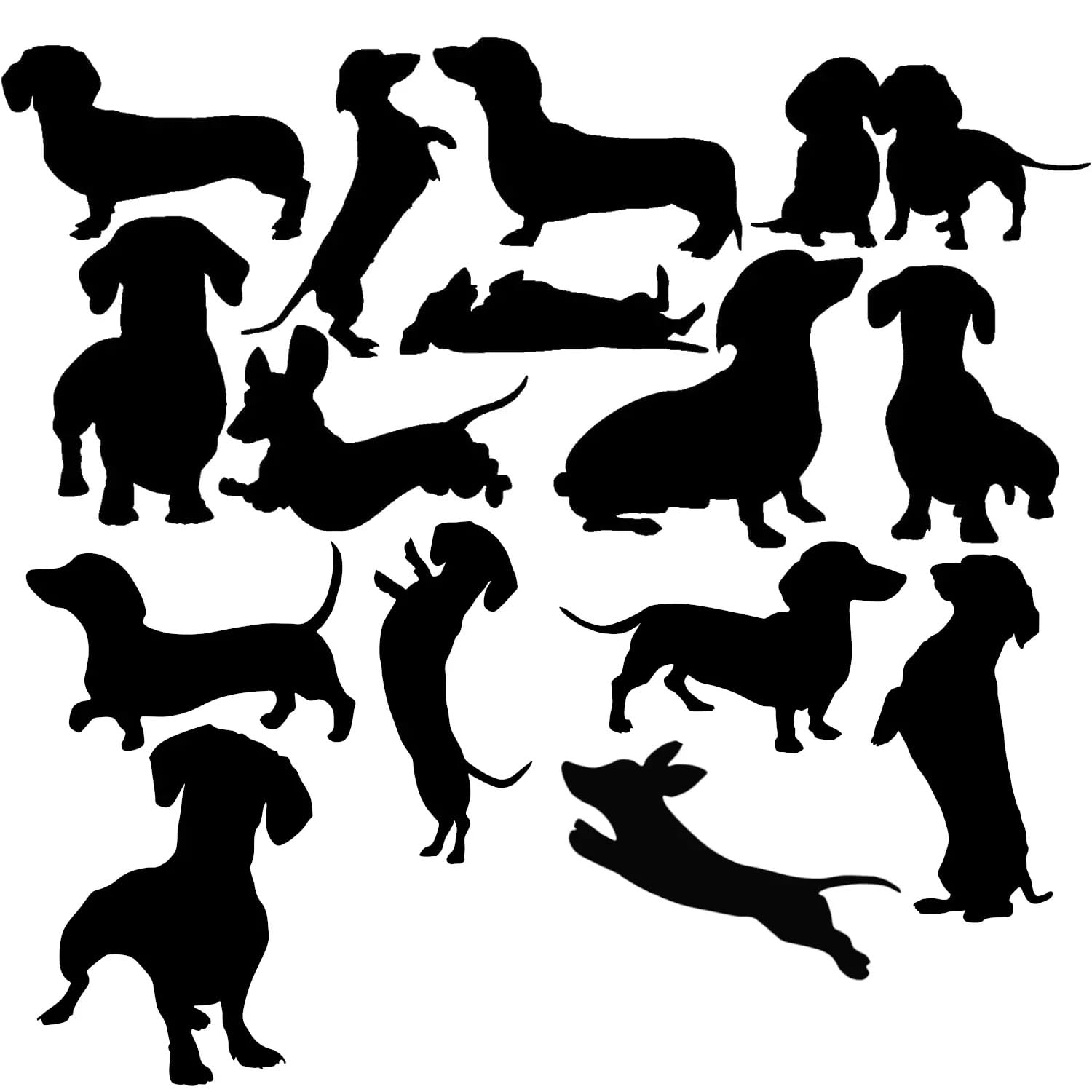 Hatcherabilia Girls Black Pet Dog Dachshund Silhouette 15 Cute Sticker Pack - Waterproof Decal - Sausage Dog Gifts - Use On, Car Bumper, Light Switch, Walls, Scrapbooking (Extra-Small, )