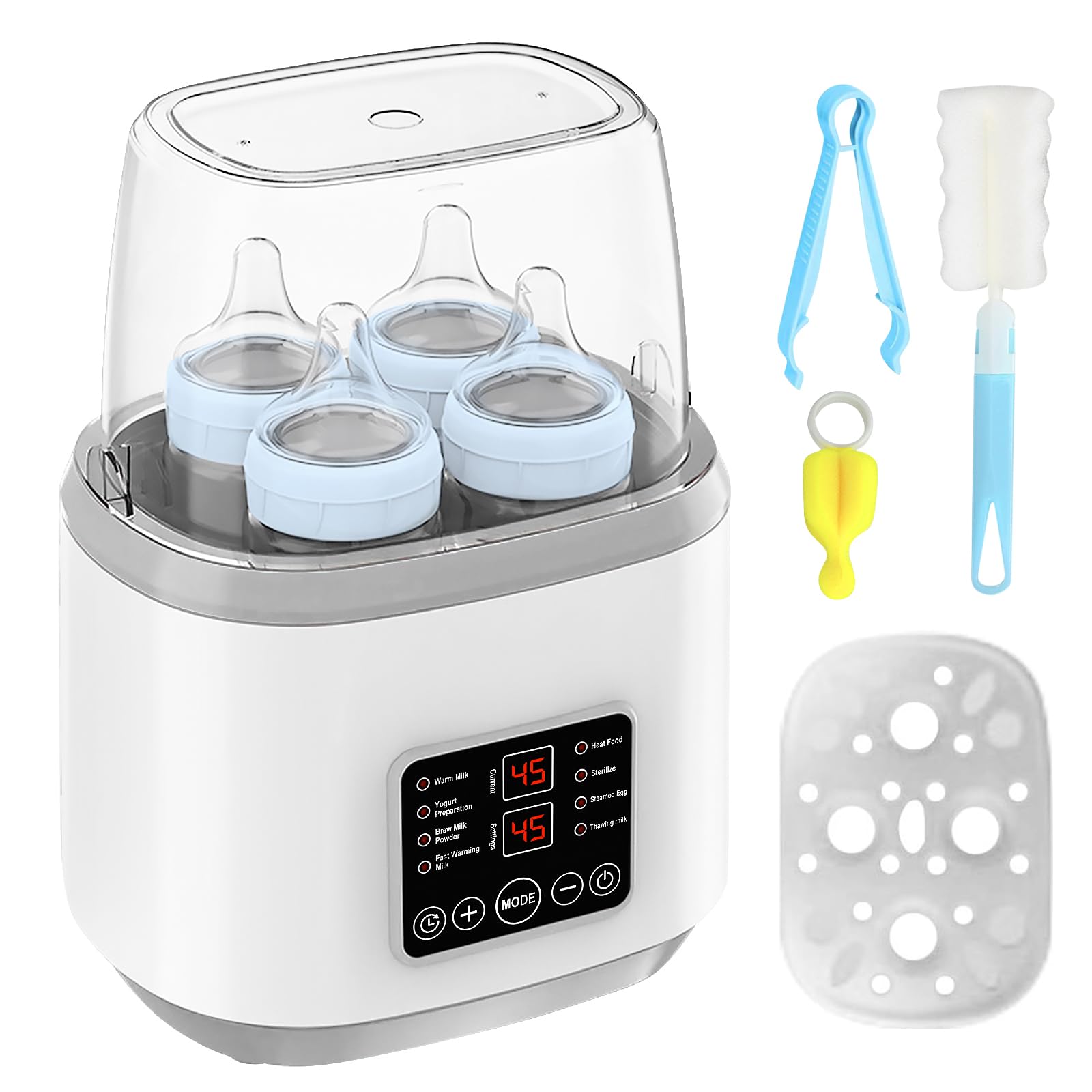Chauffe-Biberon 8-en-1 avec Stérilisateur pour Biberons, Programmation Intelligente, Stérilisation à la Vapeur, Fonction de Maintien au Chaud 24H, Chauffe-Biberon pour Lait Maternel (Gris)