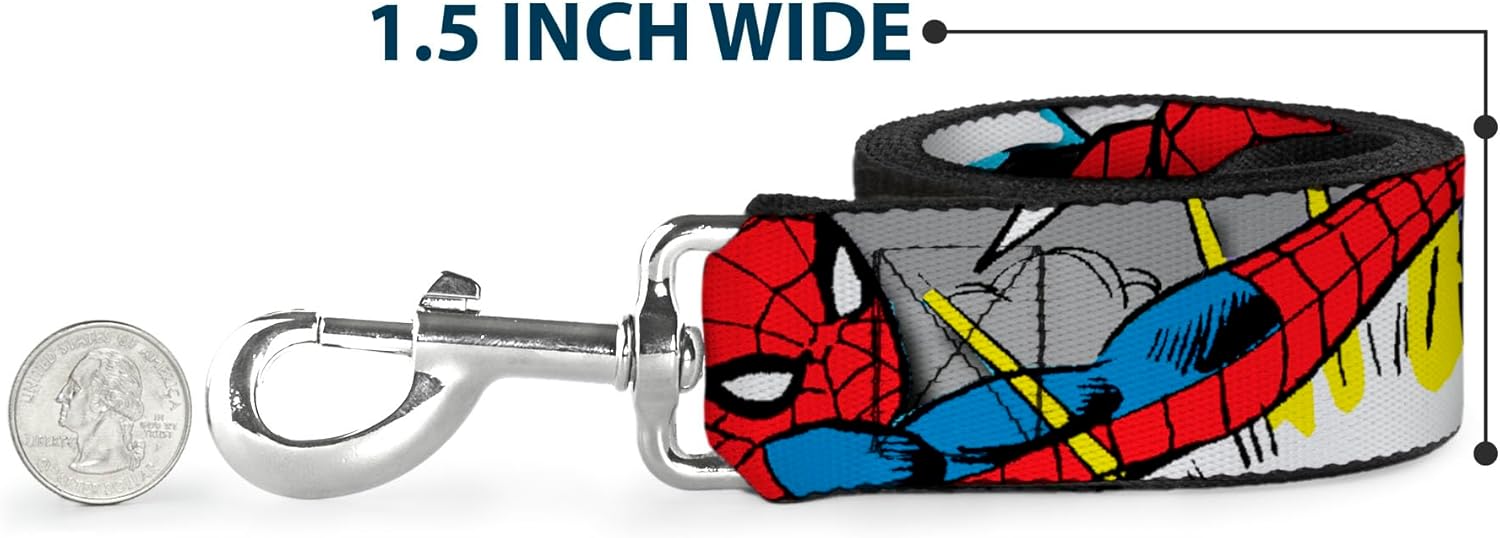 Dog Leash Spider Man Action Verbiage 6 Feet Long 1.0 Inch Wide