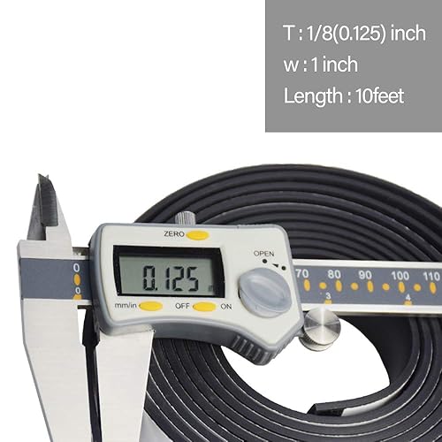 Miniatura 2 de DOBTIM Tiras de goma sólida de neopreno autoadhesivas de 18 (.125 pulgadas) de grosor x 1 pulgada de ancho x 10 pies de largo, lámina de goma para