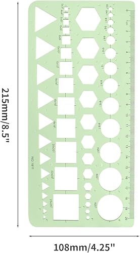 Miniatura 4 de BokWin Plantillas de círculo Regla de geometría de medición Plantilla de regla geométrica para oficina y escuela, encofrado de construcción, dibujo,