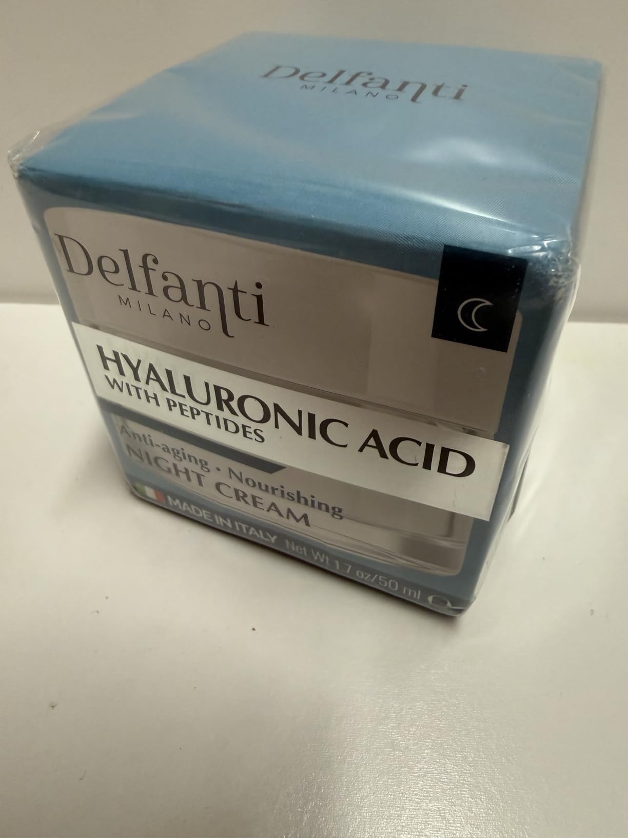 Delfanti-Milano • HYALURONIC ACID with PEPTIDES • Anti-aging • Nourishing Night Cream • Face & Neck Moisturizer • From Italy • 1.7 oz