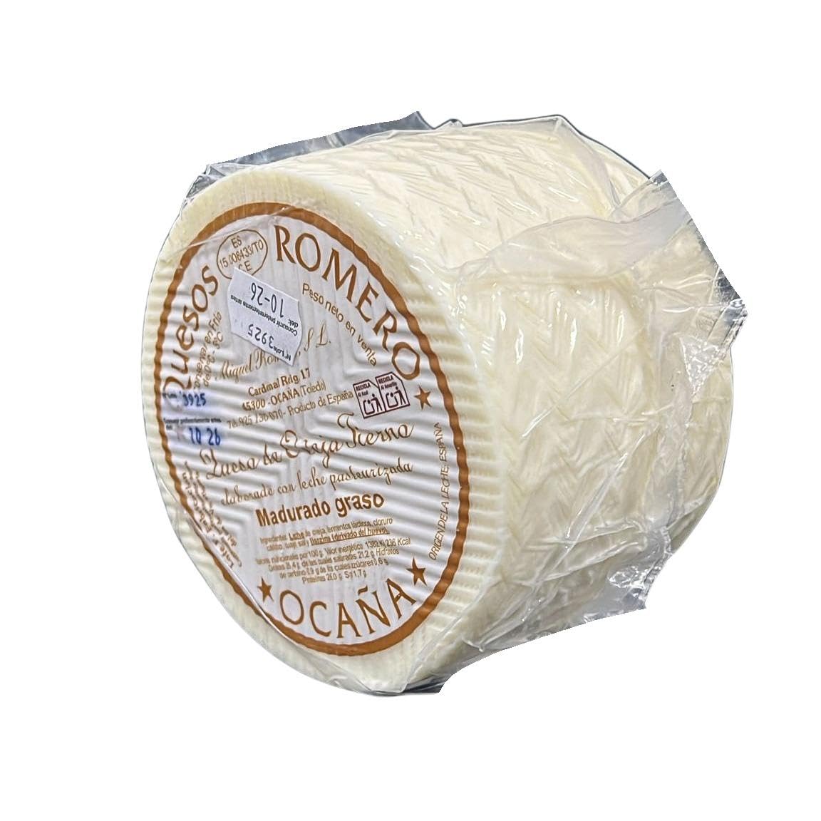 Queso Tierno de Oveja 100% Romero Ocaña (Pieza 1kg) | Madurado Graso | Elaborado en Toledo con Leche Pasteurizada | Textura Mantecosa, Elástica y Fundente | Origen España