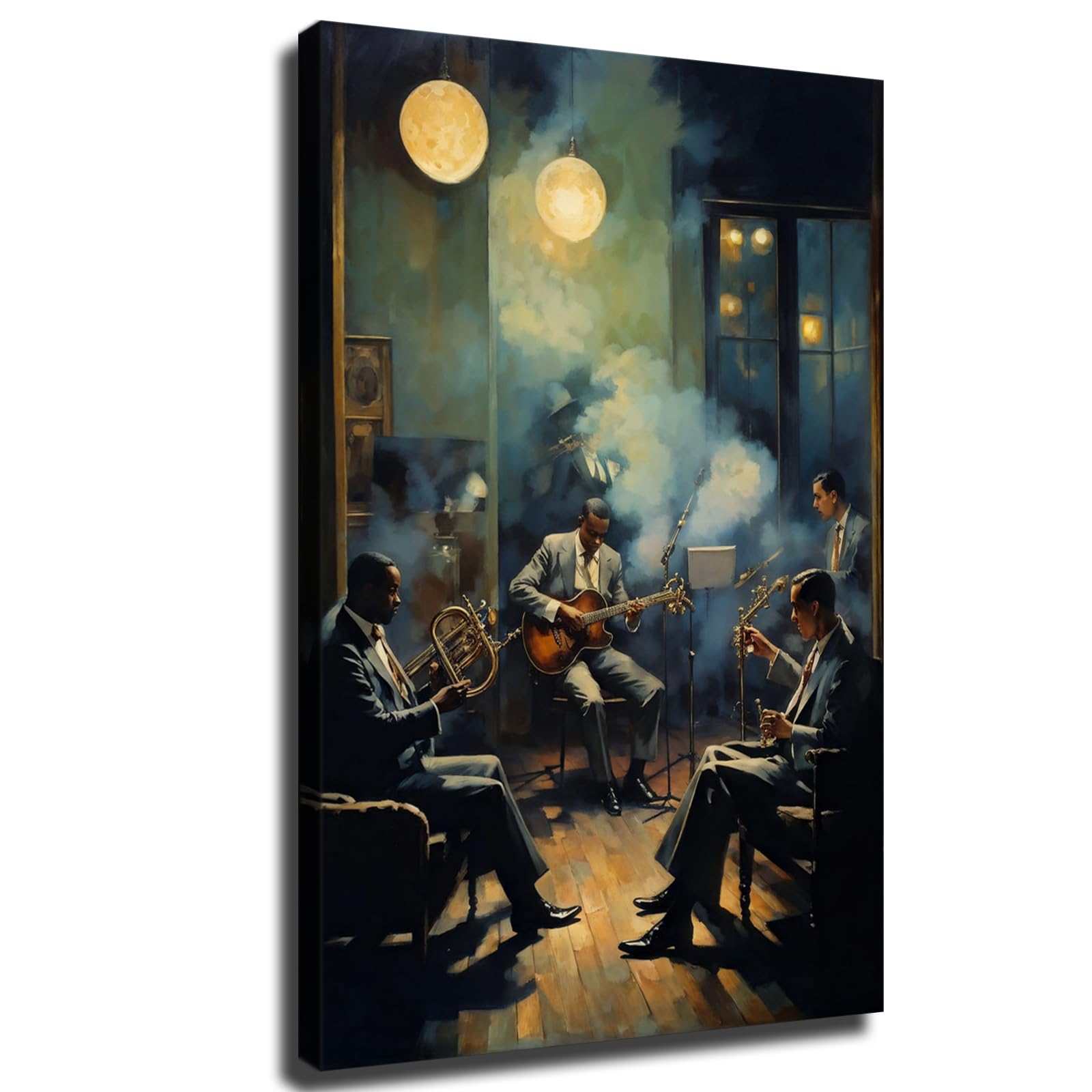 African American Jazz Band Canvas Wall Art, Black Culture Music Themed Poster, Rock Band Vintage Poster Fashionable Unique Home, Office, Bedroom Decor
