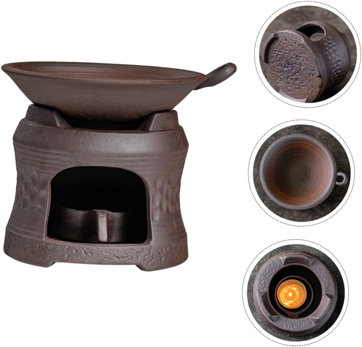 Ceramic Teapot Warmer Set Roasting Tea Stove Vintage Teapot Candle Holder Set Accessory