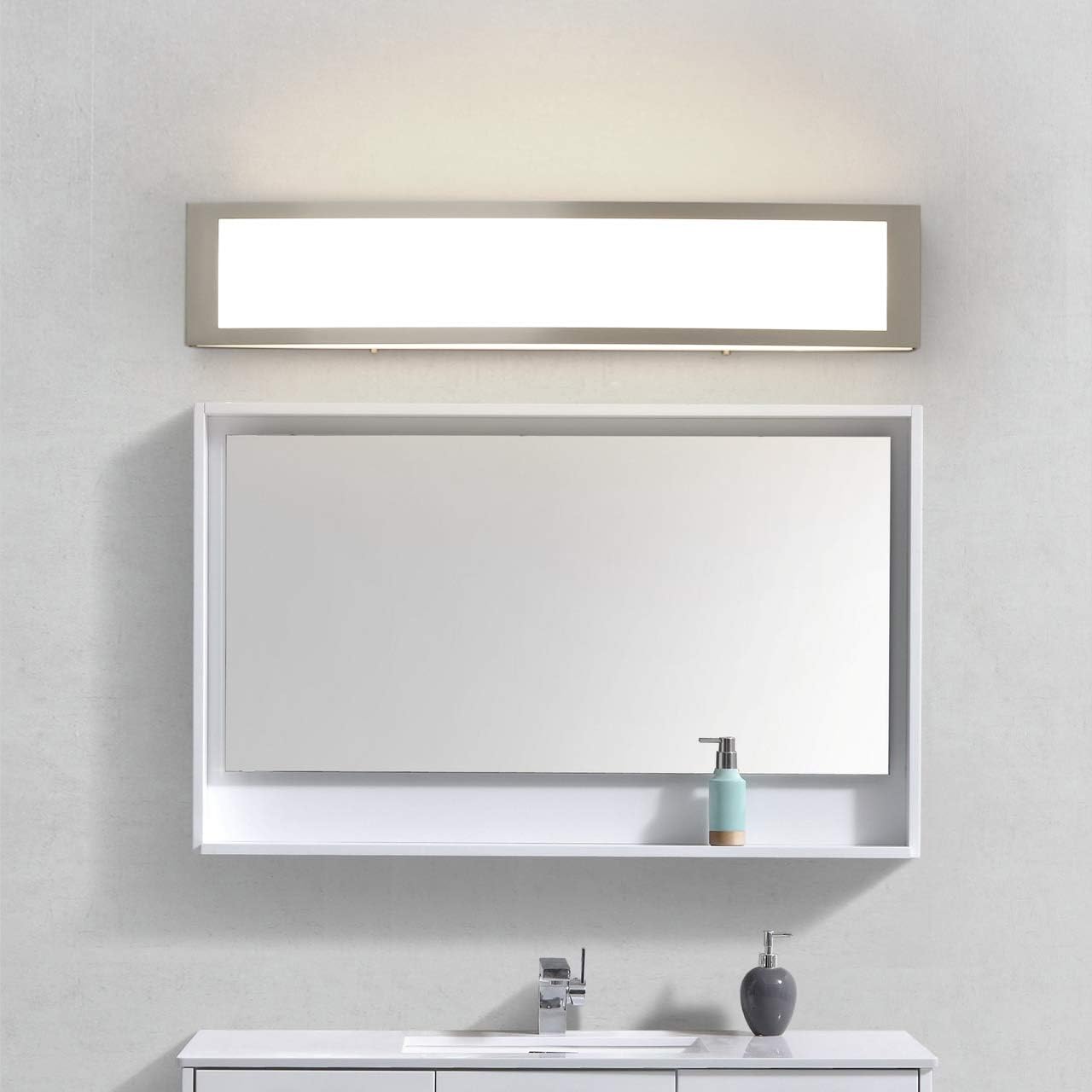 Uр Tо 60% оƒƒ hykolity Brushed Nickel Modern LED Vanity Light, Bathroom Light Fixtures, Integrated LED Bath Wall Lighting, Bathroom Vanity Light Over Mirror, Dimmable, 24W, 1500LM, 90CRI, 3000K Suреr Brаndѕ hykolity Brushed Nickel Modern LED Vanity Light, Bathroom Light Fixtures, Integrated LED Bath Wall Lighting, Bathroom Vanity Light Over Mirror, Dimmable, 24W, 1500LM, 90CRI, 3000K