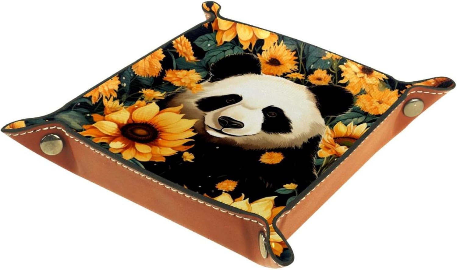 Double Sided Dice Tray, PU Leather Dice Holder Portable Folding Dice Rolling Tray for use as DND Dice Tray D&D Dice Tray or Dice Games, Floral Squirrel Vintage