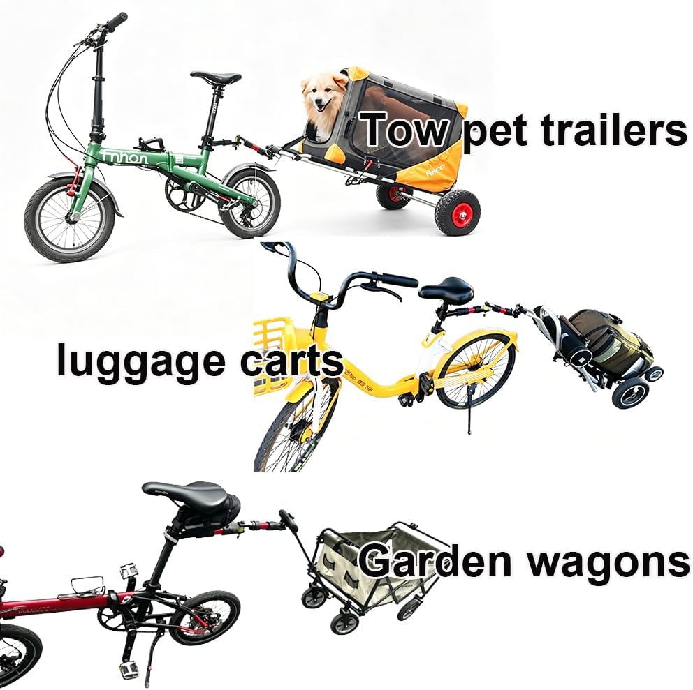Bike Trailer Hitch for Portable Folding Wagon Bike Trailer Connector for Pet Cart Bicycle Trailer Collapsible Wagon Cart Steel Garden Cart Wagons Carts for Grocery Sports Garden