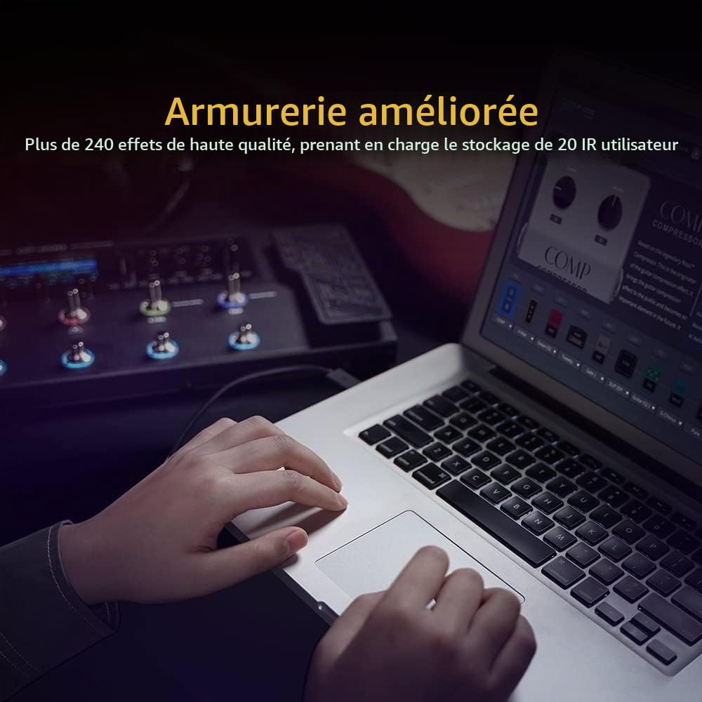 VALETON Processeur Multi-Effets pour Guitare et Basse avec Modélisation d'Ampli IR Cabinets 240+ Effets 140 Simulations d'Ampli Looper Interface Audio USB MIDI I/O Pédale d'Expression GP-200 + Sac