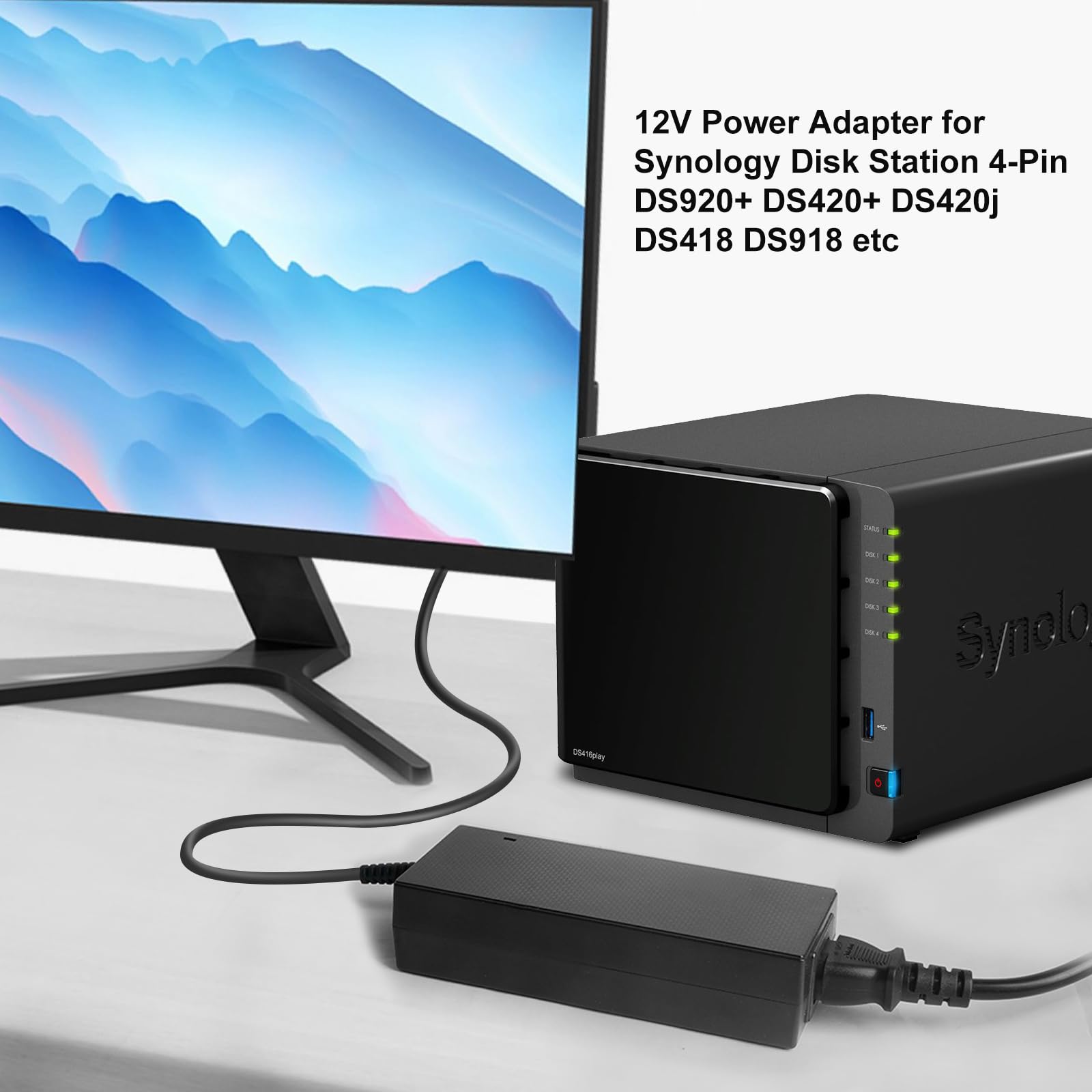TAIFU Cargador de Fuente de Alimentación para Synology NAS ds920+ ds918+ ds916+ ds720+ ds409+ ds410 ds410j ds411j ds412+ ds413 ds414j ds415play ds416 Estación de Disco NAS 12V 8.33A Adaptador CC