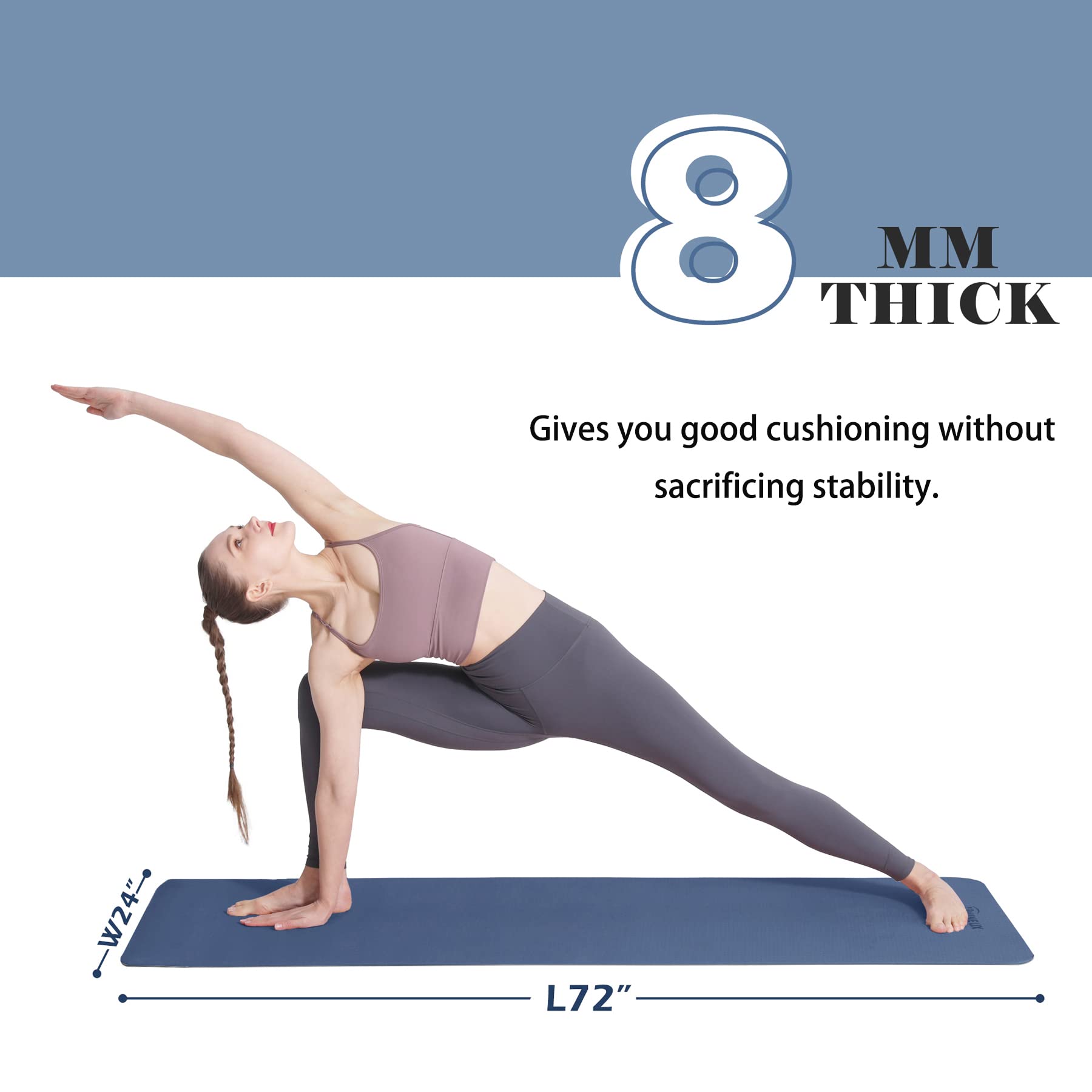 UMINEUX Yoga Mat Extra Thick 1/3'' Non Slip Yoga Mats for Women, Eco Friendly TPE Fitness Exercise Mat with Carrying Sling & Storage Bag