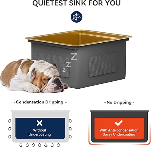 Miniatura 115 de Lordear Fregadero de cocina de montaje inferior de 23 pulgadas, estación de trabajo, fregadero de cocina de acero inoxidable calibre 16, cuenco