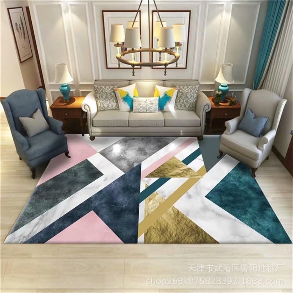 Tapis de salon lavable motif géométrique moderne 160x210cm