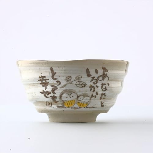 Miniatura 5 de MIno Yaki (Ware) - Cuencos de arroz japoneses hechos a mano, diseño de búho, juego de 2, 4.5 pulgadas, cuencos de cereales, cuencos de cerámica para
