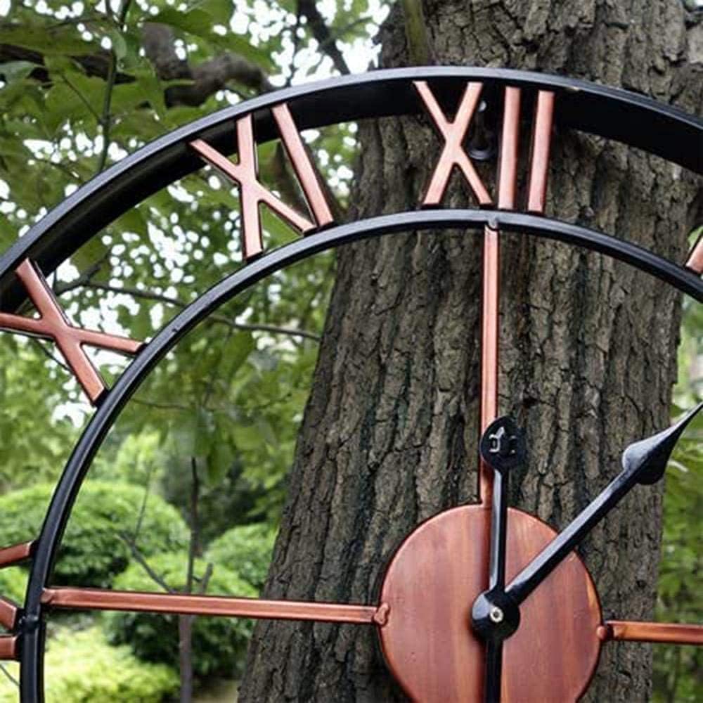 Outdoor Garden Wall Clock, Retro Roman Silent Wall Clock Garden Clocks Outdoor Waterproof Iron Art Ornaments Outside Clock