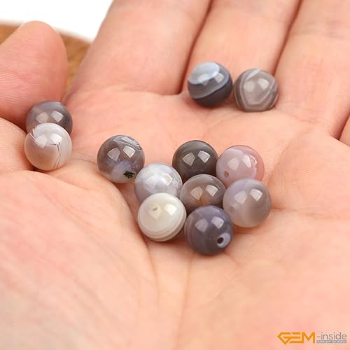 Miniatura 329 de GEM-Inside - Cuentas sueltas de piedra de lava negra natural de 0.315 in para hacer joyas, 15 pulgadas Cordierita de grado A