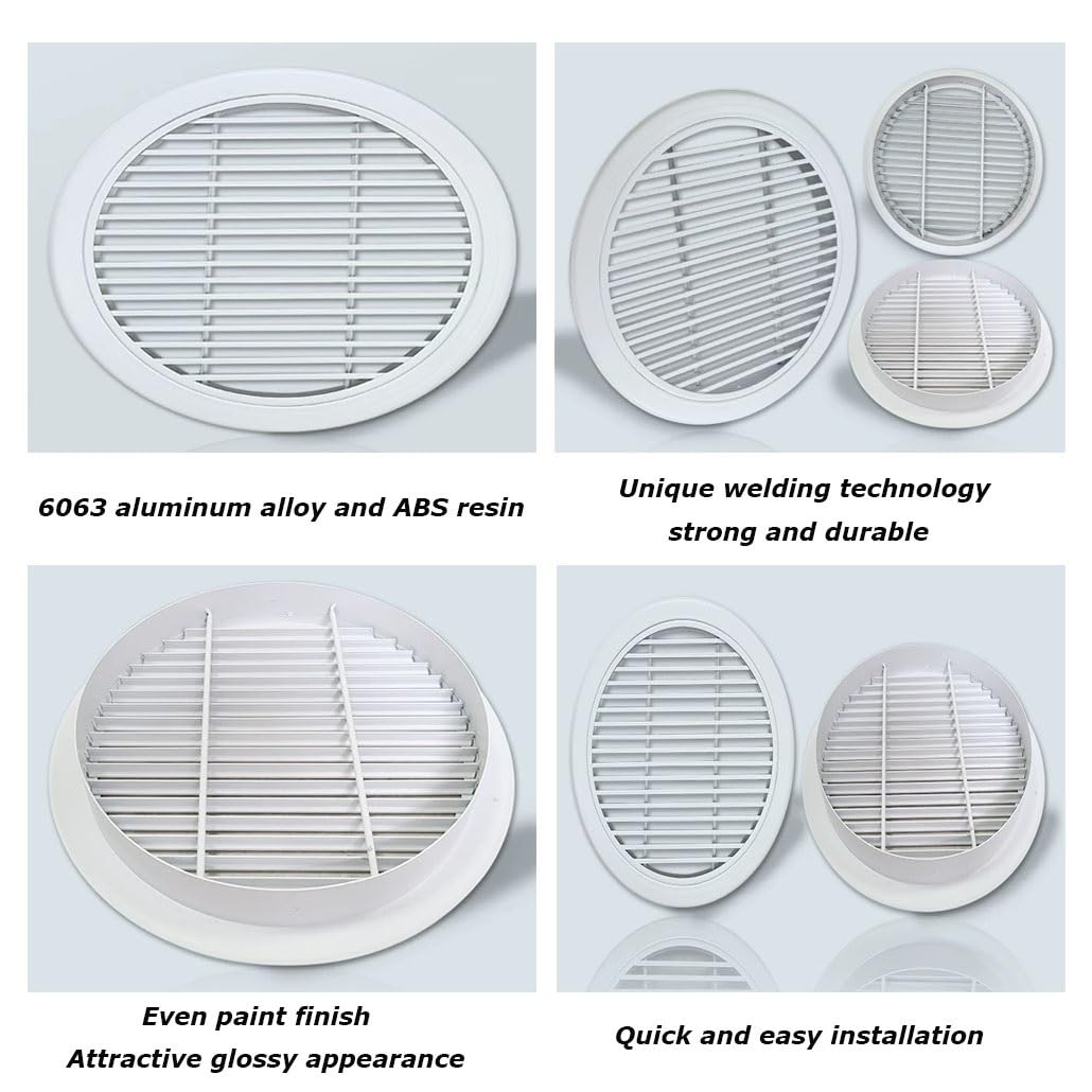 Cubiertas De Ventilación De 15cm Rejillas De Ventilación Redondas – Cubierta De Rejilla – Orificios De Ventilación(Black,45cm/18in)