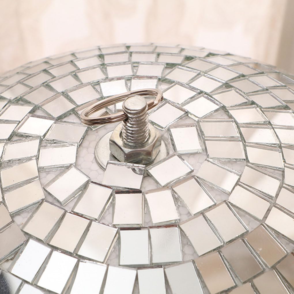 Bola de discoteca colgante plateada, reflectante, giratoria, lámpara redonda, para baile, festival, escenario, boda, cumpleaños, decoración, 25 cm, plata