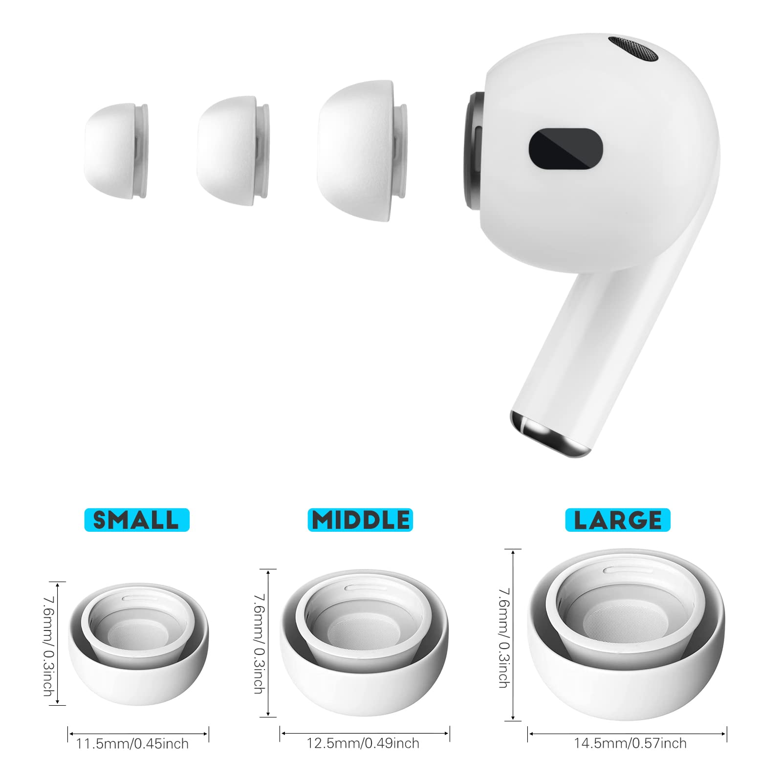 Replacement Ear Tips Compatible for Airpods Pro and Pro 2nd Generation with 2 Cleaner pens, Silicone Ear Tips Compatible for Airpods Pro with Portable Storage Box (S/M/L-3 Pairs)