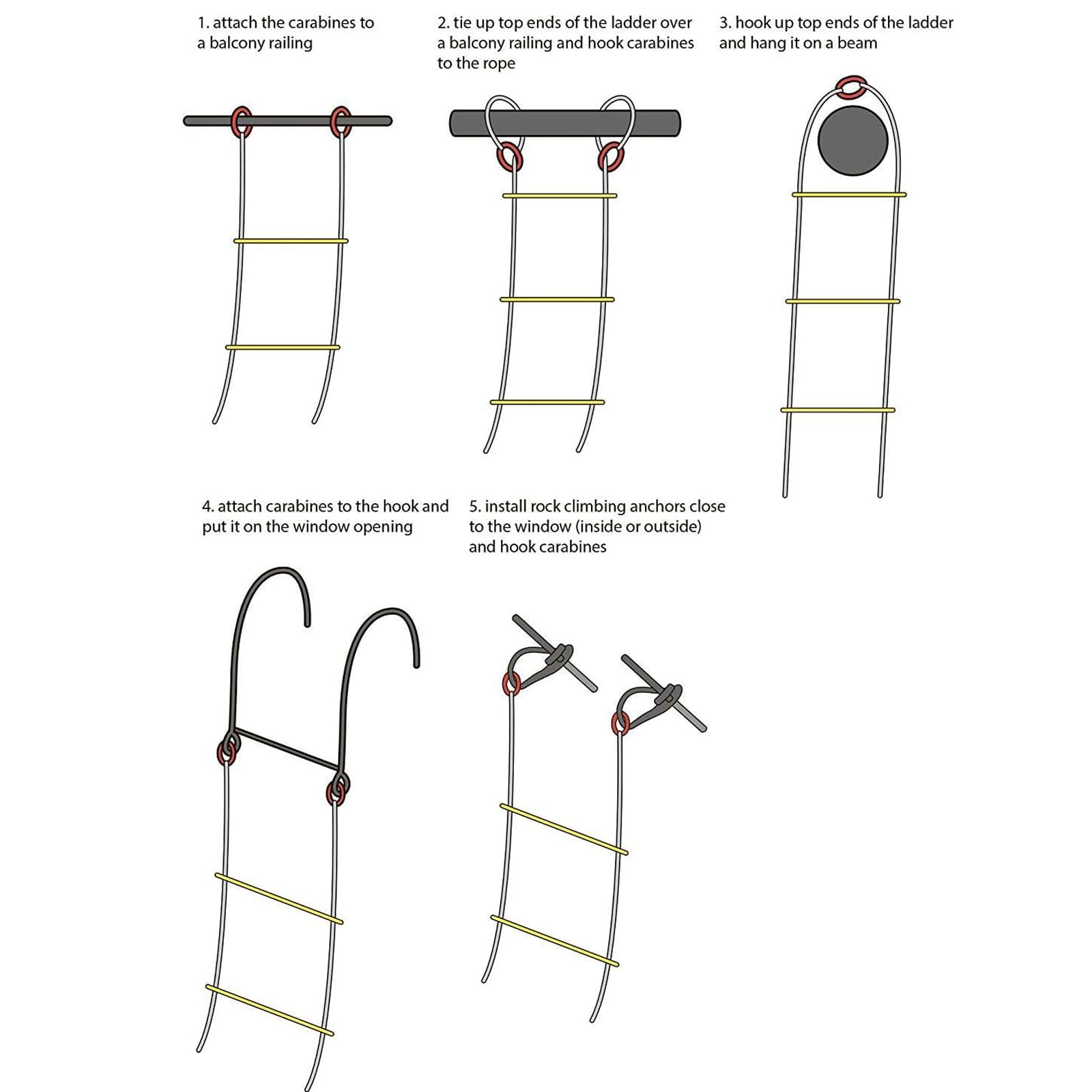Snapklik.com : Rope Ladder, 16 FT Fire Escape Ladder 2 Story Flame ...