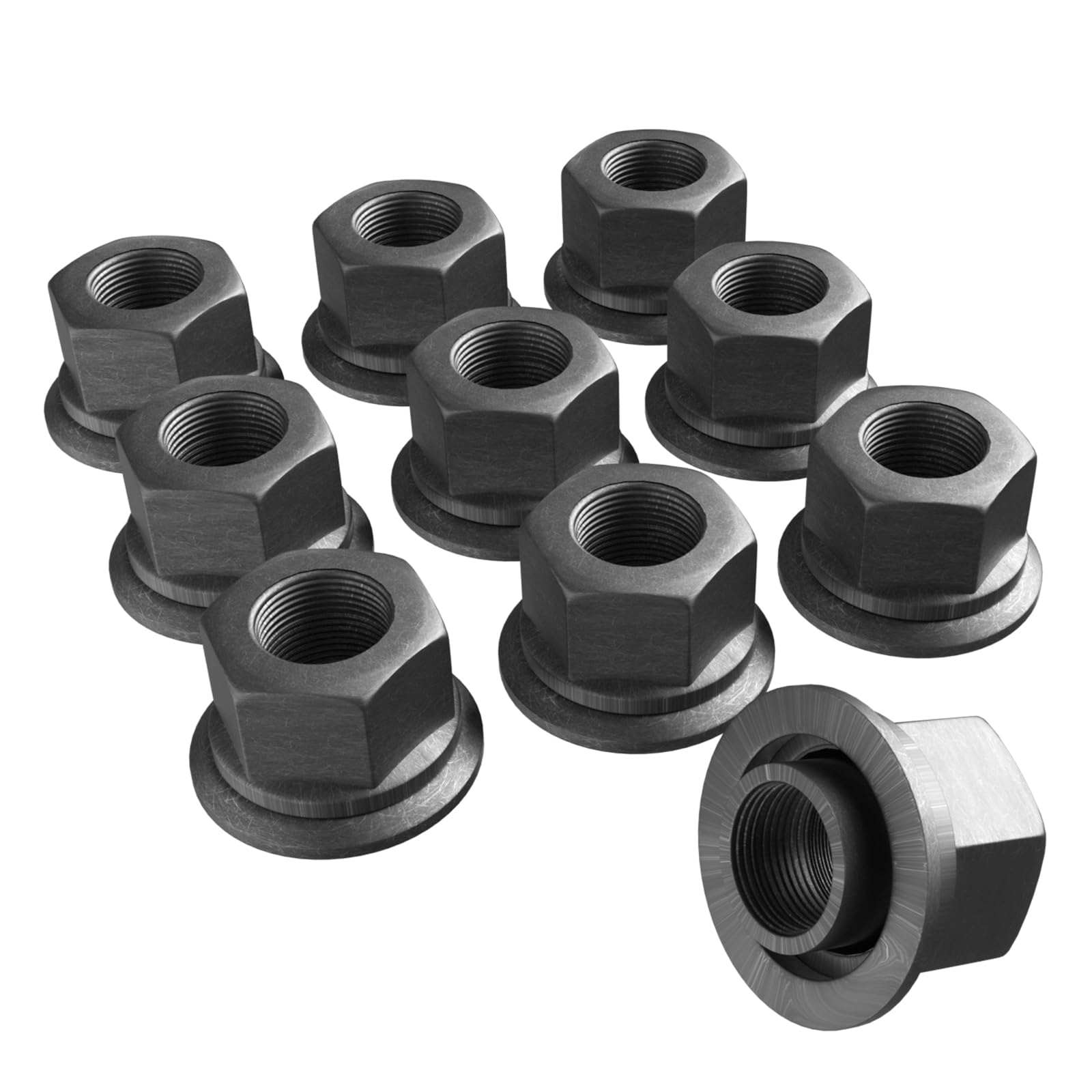 TIROL 10 dadi flangiati in due pezzi M22 x 1,5, esagonali da 33 mm, dadi a manicotto corto da 6 mm, per camion pesanti, ruote in alluminio o acciaio, con mozzo pilotato sedile e foro per bullone da 26