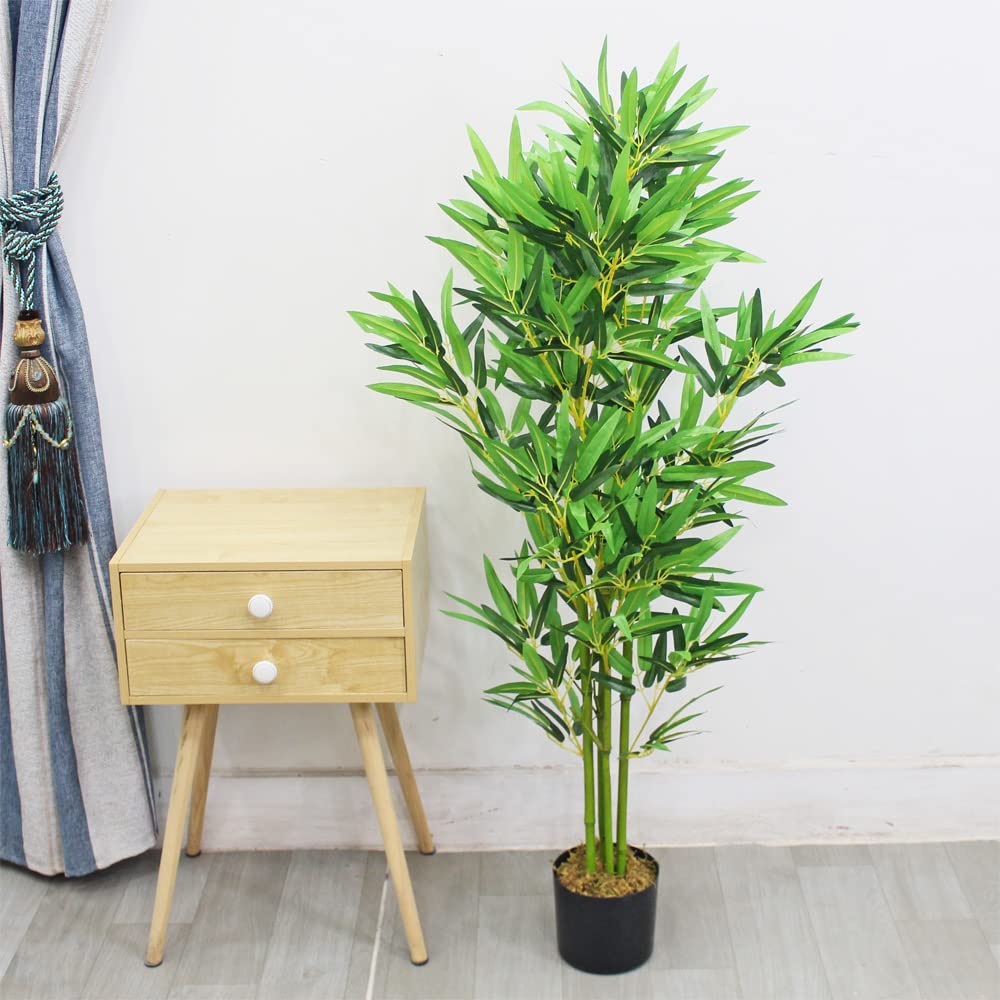 Bambou Plante Arbre Artificielle Artificiel 120cm avec Bois véritable Domaine Interne Decovego