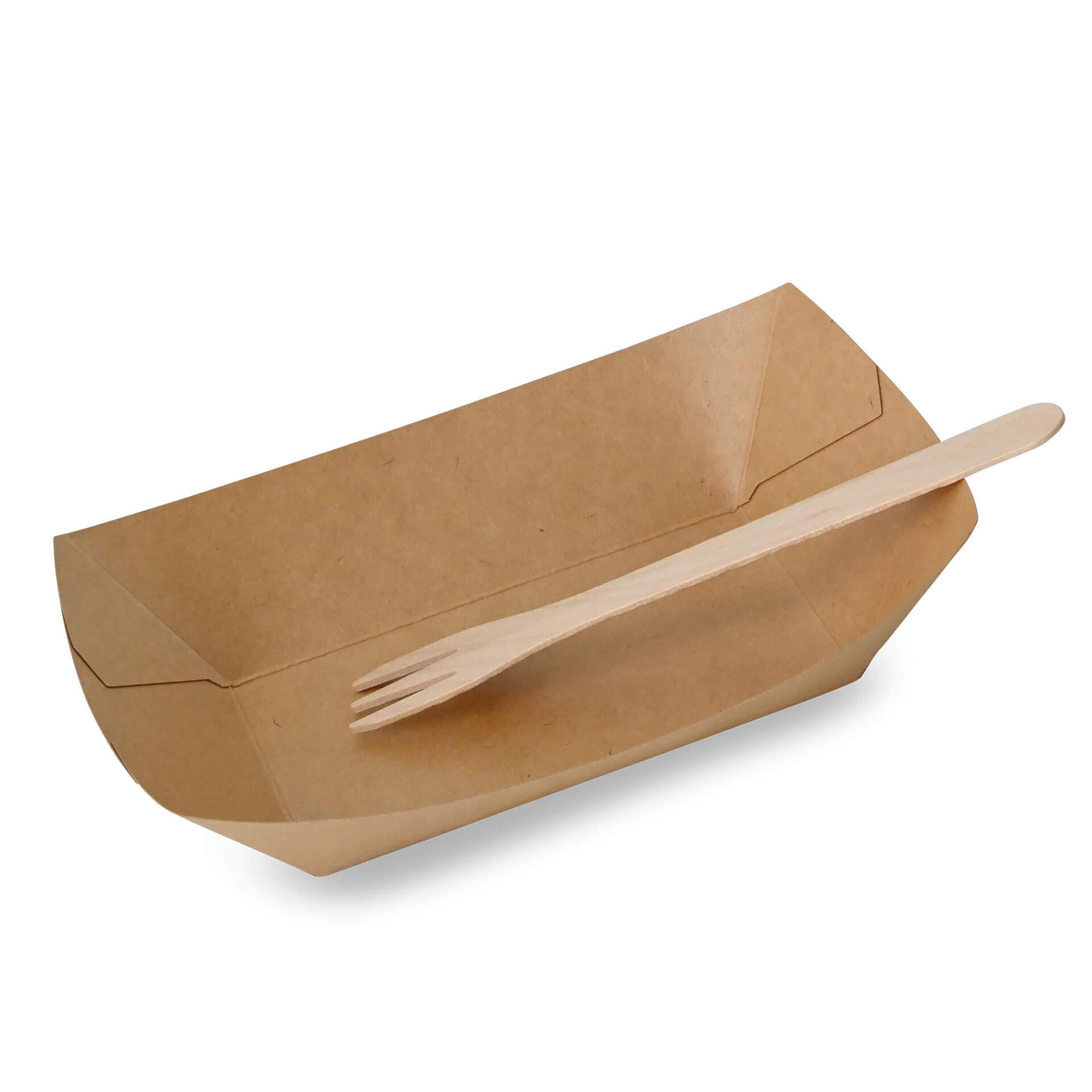 BIOZOYG Snackschale Pappe 500 Stück 500ml, 20,5 x 14 x 3 cm braun - Snackbox mit PE-Beschichtung - Pommes Schalen, Fingerfood Schale, Dessertschale, Tapas, Currywurst - Einwegteller