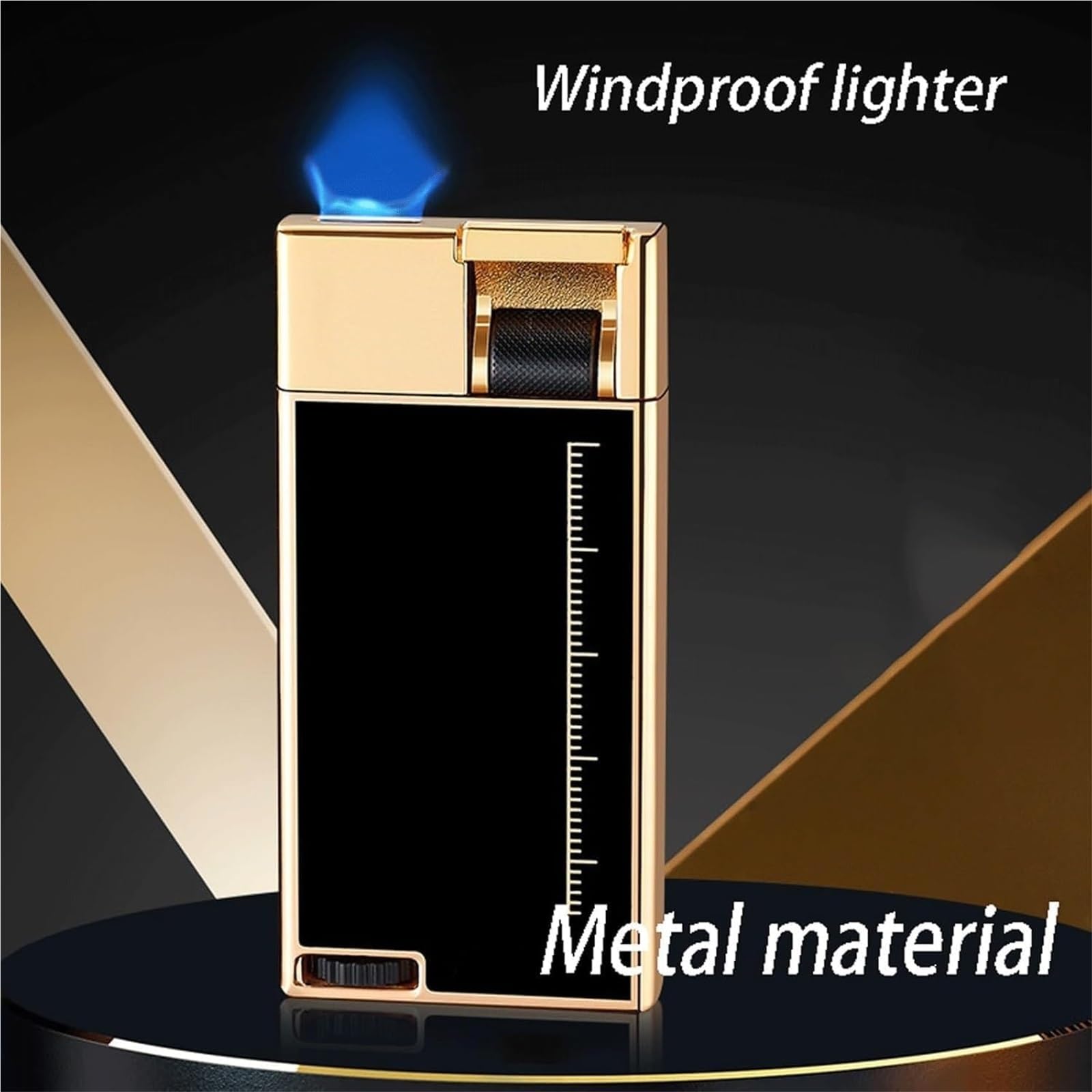 Encendedor de butano, llama ajustable, recargable, cuerpo de metal, resistente al viento para barbacoa, velas, uso al aire libre, gran regalo para hombres