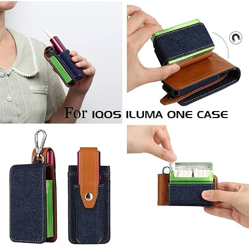 Miniatura 5 de Funda para cigarrillos electrónicos para IQOS ILUMA ONE para IQOS Multi, funda protectora de cuero resistente a los arañazos (azul oscuro)