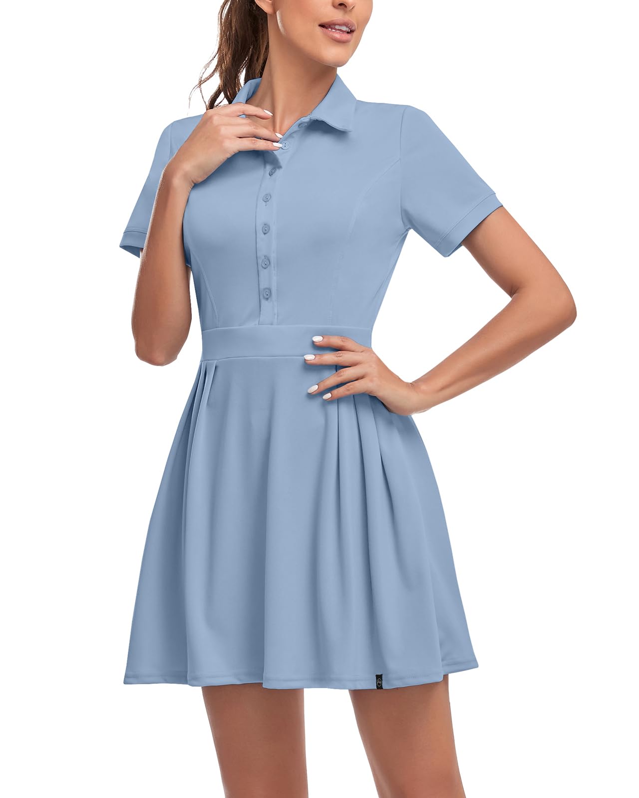 Soneven Damen Tenniskleid mit Hose Tennis Kleidung Set Ärmellos A-Linien Sportkleider Sommerkleid Golfkleid Für Sport Tennis Golf Baseball