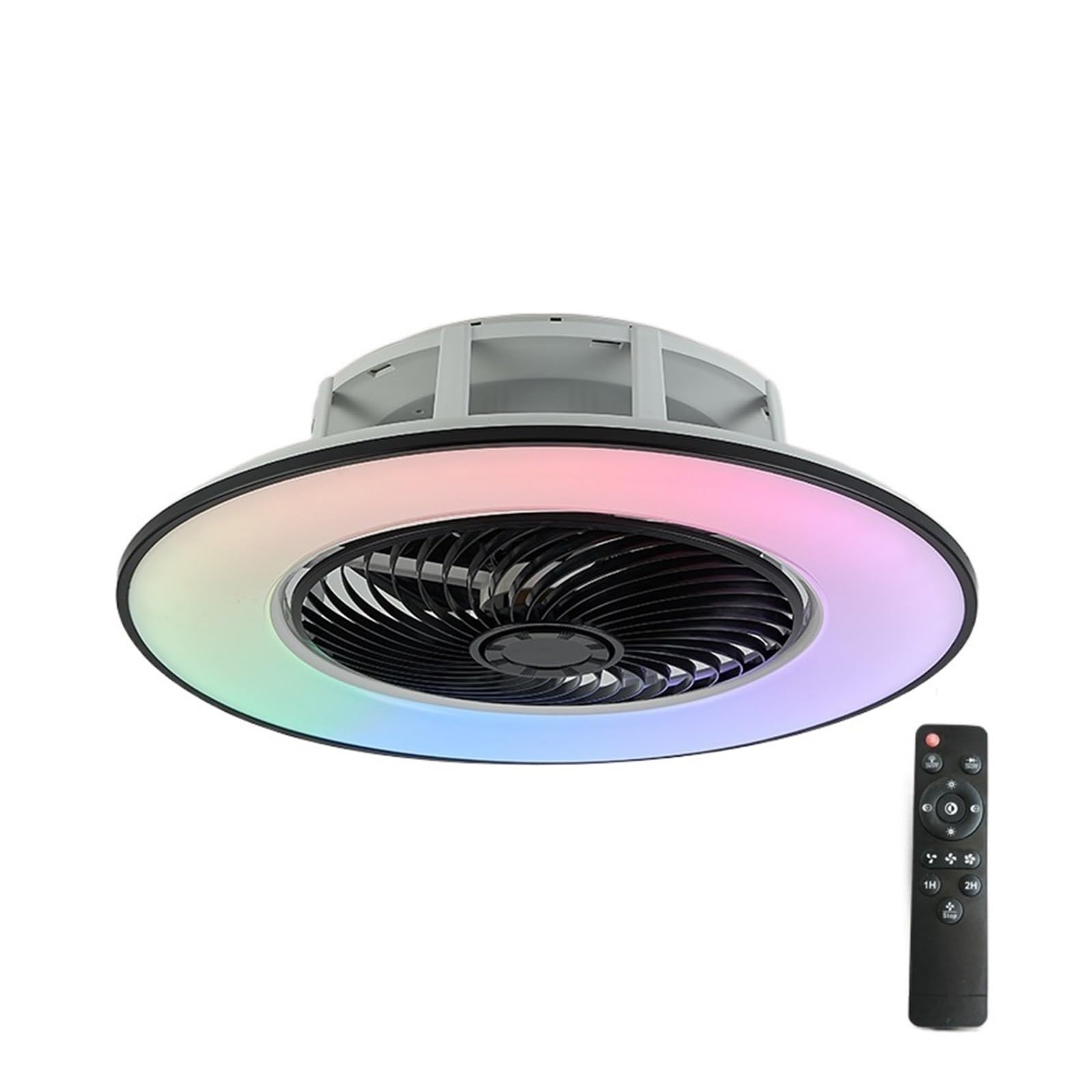 ERETYRET Modern Ceiling Mounted Fan Light Smart Bedroom Restaurant Invisible Simple LED with RGB Dimming Quiet Cooling(A-dimming RGB)