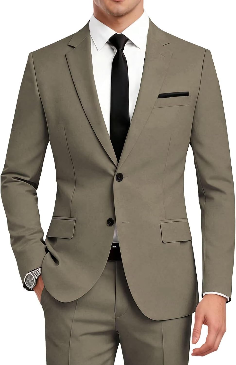 Men's Slim Fit Solid Blazer with Two Button Single Breasted Notch Lapel Lightweight Business Casual Jacket J001