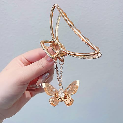 Miniatura 3 de CHGCRAFT 20 dijes de mariposa de filigrana de 2 colores con diamantes de imitación de cristal de latón 3D de cuentas de mariposa para bricolaje,